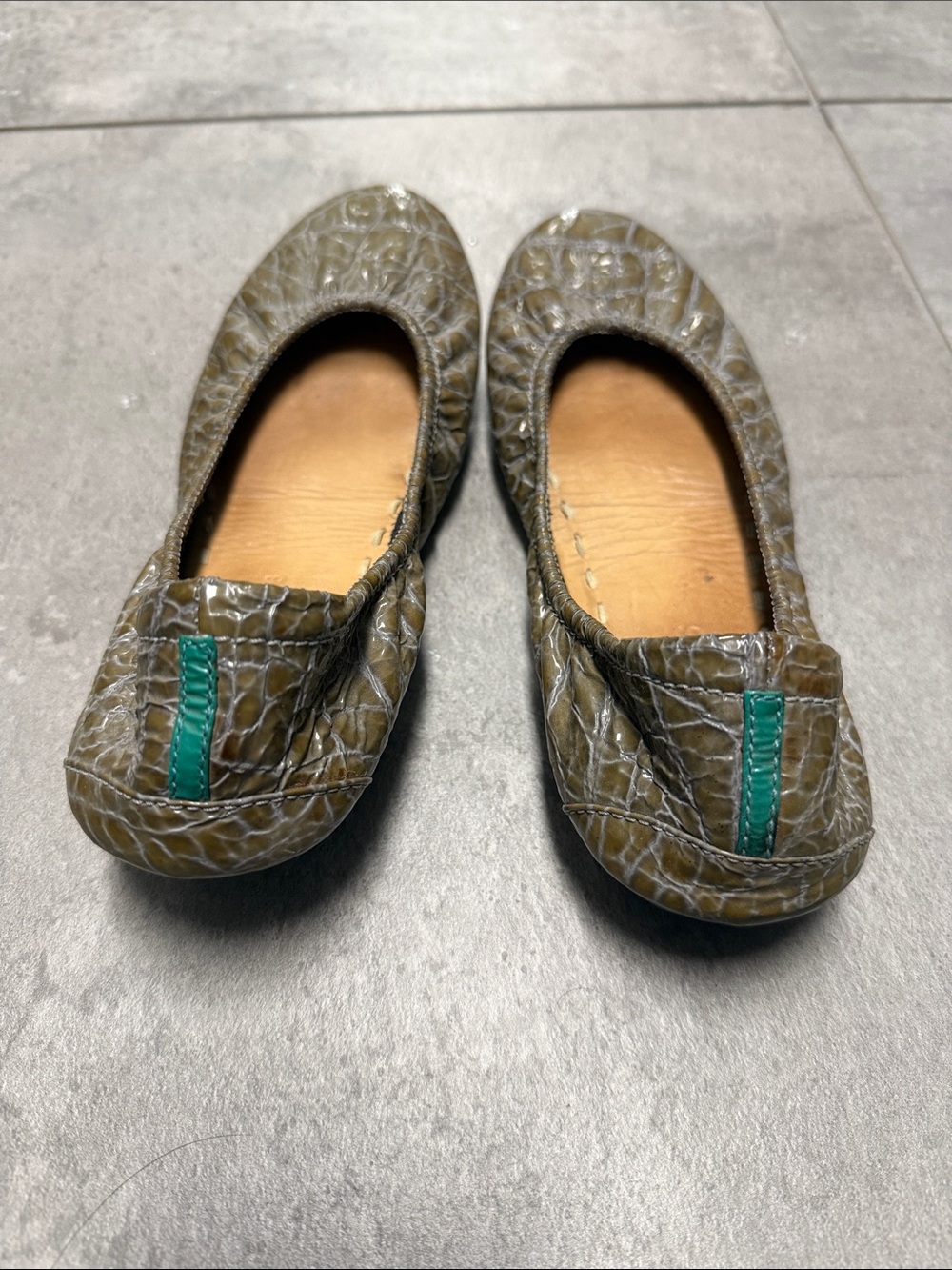 Tieks by Gavrieli Slate Grey Croc patent leather ballet flats